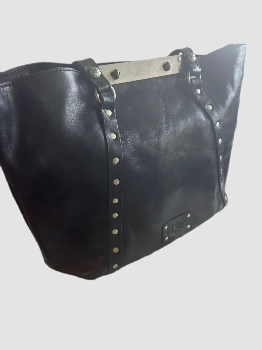 Patrica Nash Black Stud-Trim Leather Tote Bag